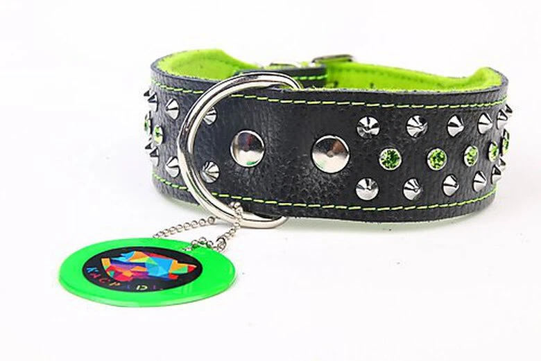Yogipet - Collier Cuir Crystal Clouté Pour Chien - Vert 3 Yogipet - Collier Cuir Crystal Clouté Pour Chien - Vert