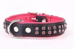 Yogipet - Collier Cuir Skóra Crystal Pour Chien - Rose