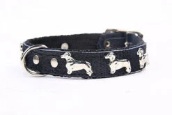 Yogipet - Collier Teckel Cuir Nylon Pour Chien - Noir