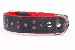 Yogipet - Collier Cuir Large Crystal Pour Chien - Rouge