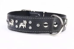 Yogipet - Collier Cuir French Bulldog Pour Chien - Noir