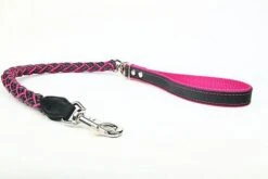 Yogipet - Laisse En Cuir Tressé 120cm Pour Chien - Noir/Rose