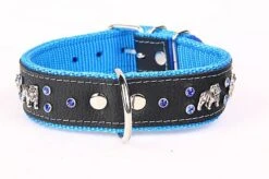 Yogipet - Collier Bulldog Cuir Crystal Pour Chien - Bleu -Magasin De Fournitures Pour Chiens De Compagnie 41898