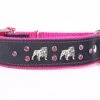 Yogipet - Collier Bulldog Cuir Crystal Pour Chien - Noir/Rose -Magasin De Fournitures Pour Chiens De Compagnie 41899