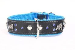 Yogipet - Collier Bulldog Cuir Crystal Pour Chien - Bleu -Magasin De Fournitures Pour Chiens De Compagnie 41900