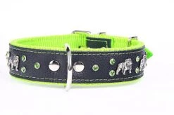 Yogipet - Collier Bulldog Cuir Crystal Pour Chien - Vert -Magasin De Fournitures Pour Chiens De Compagnie 41907