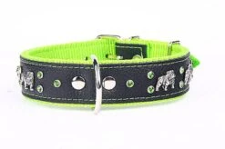 Yogipet - Collier Bulldog Cuir Crystal Pour Chien - Vert -Magasin De Fournitures Pour Chiens De Compagnie 41909