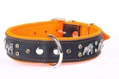 Yogipet - Collier Bulldog Cuir Crystal Pour Chien - Orange -Magasin De Fournitures Pour Chiens De Compagnie 41911