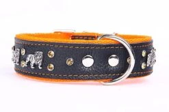 Yogipet - Collier Bulldog Cuir Crystal Pour Chien - Orange -Magasin De Fournitures Pour Chiens De Compagnie 41912