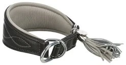 Trixie - Collier Confort Lévriers En Cuir Noir XS Pour Chien - 24/31cm