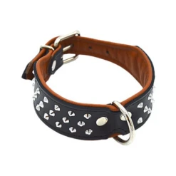 Comme Un Roi - Collier Cuir Clouté So Chic Noir Pour Chien - M