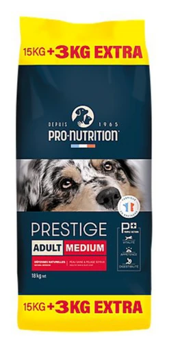 Pro-nutrition - Croquettes Prestige Medium Adult Pour Chiens - 15+3Kg