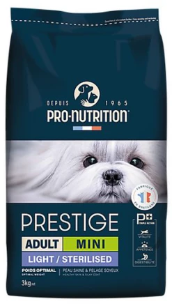 Pro-nutrition - Croquettes Prestige Mini Adult Light/ Sterilised Pour Chiens - 3Kg