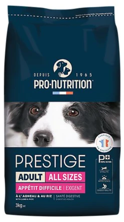 Pro-nutrition - Croquettes Prestige Adult All Sizes à L'Agneau Pour Chiens Difficiles - 3Kg